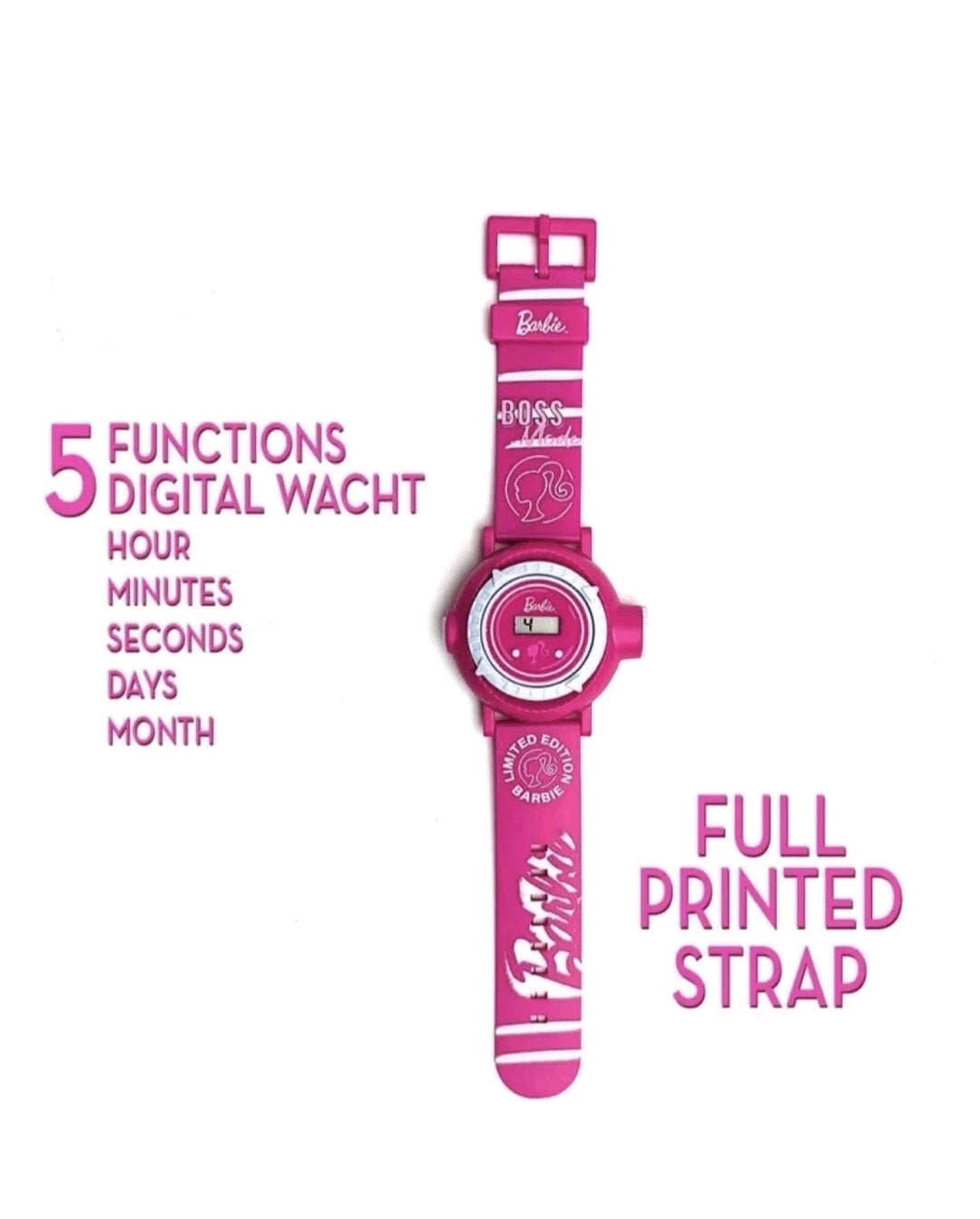 Montre à Projection Barbie pour Enfants avec 10 Images - Rose - Licence Officielle