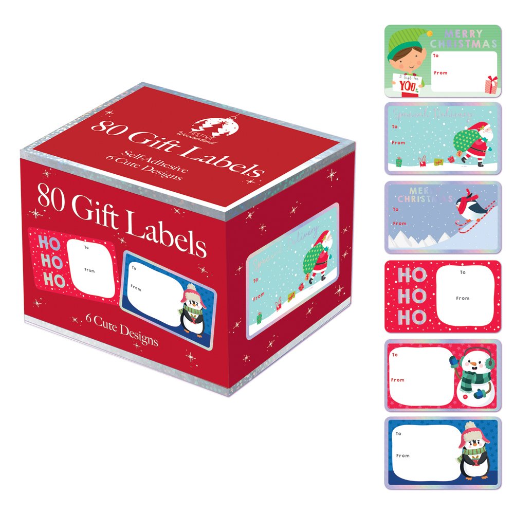 Christmas Cute 80 Gift Labels Boxed