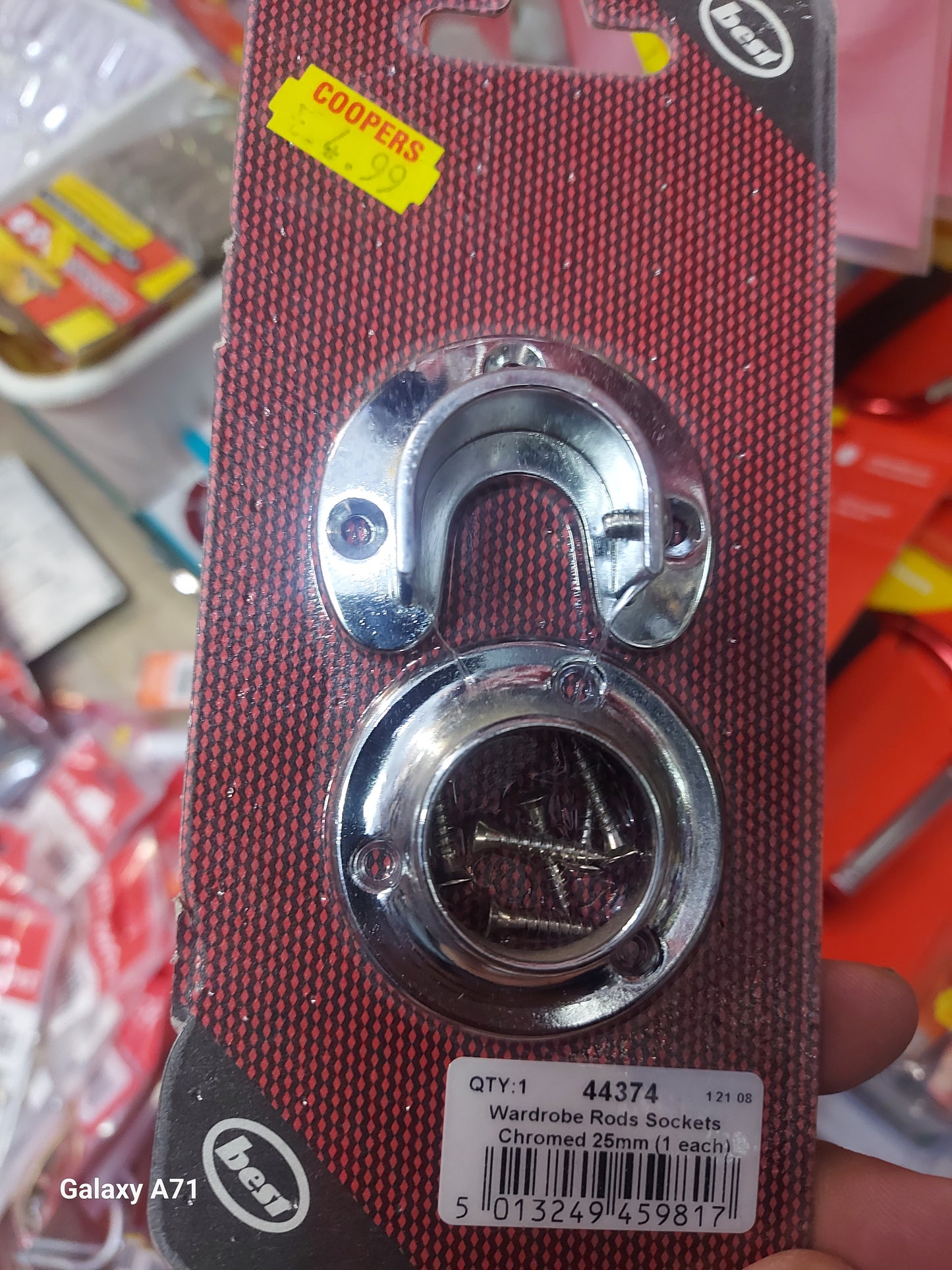 25mm Wardrobe rods sockets chromed 1 each