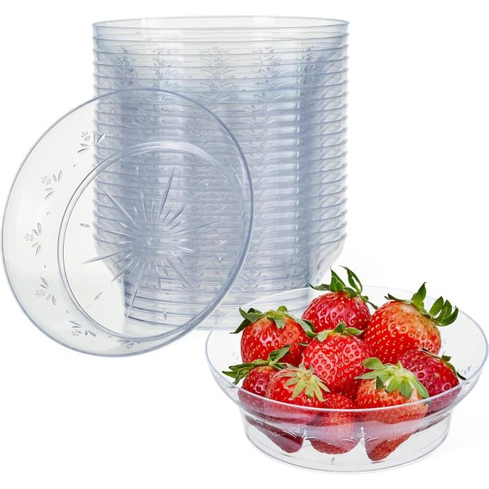 Essential Platinum Range 12 Reusable Clear Plastic 10oz Bowls