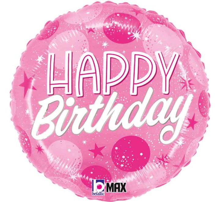 BALLON ALUMINIUM À POIS ROSES PAILLETTÉS 18 POUCES POUR ANNIVERSAIRE