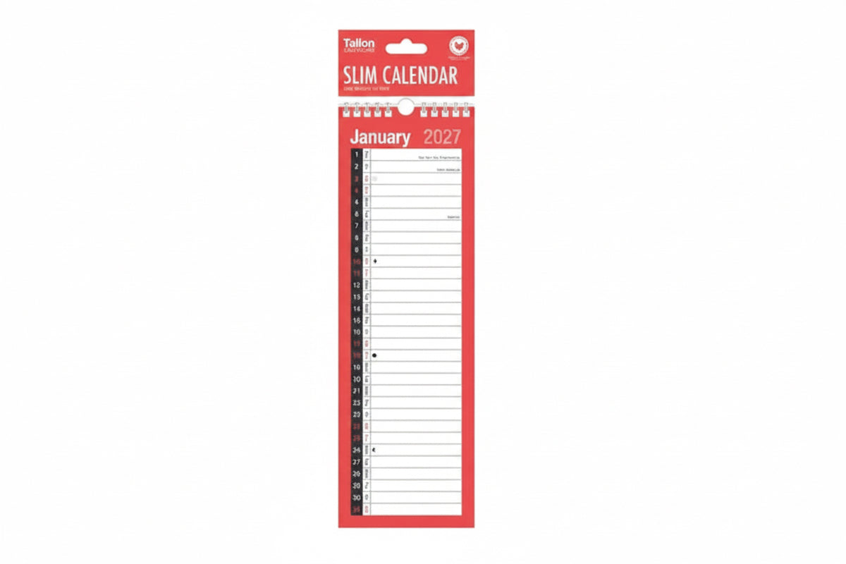 Calendrier mural fin un mois par page (Rouge) 2026