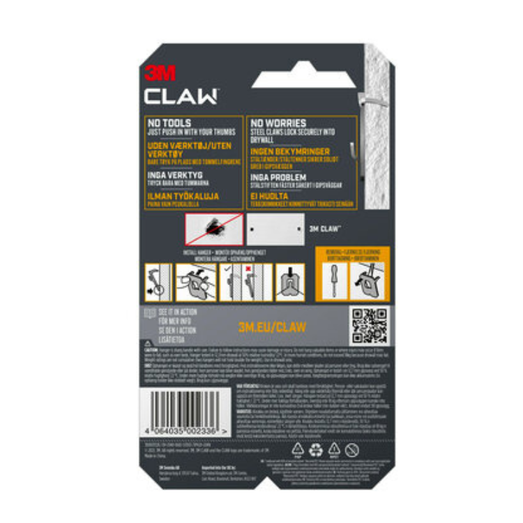 3M CLAW Drywall Picture Hanger 20kg 2pk 3PH20-2UKN