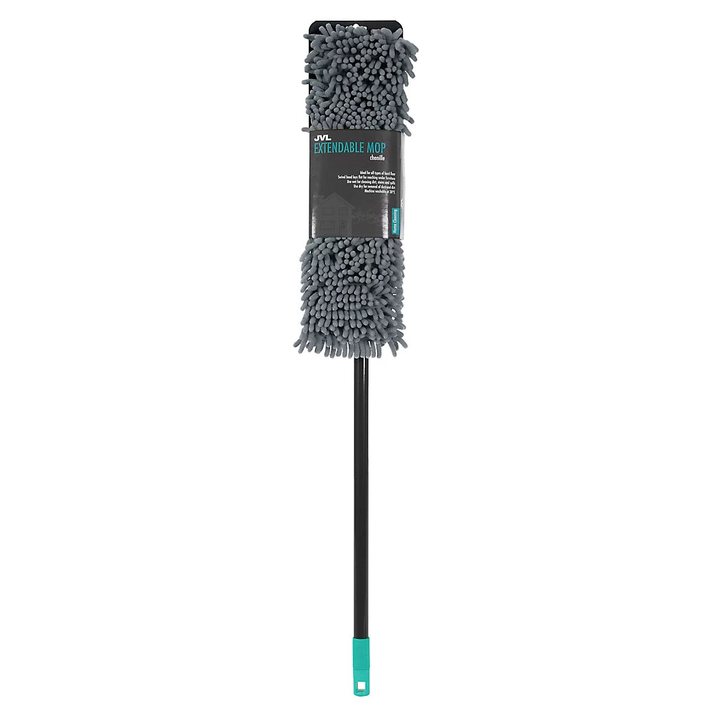 Serpillère Plate Extensible en Chenille Super Absorbante JVL, Gris/Turquoise