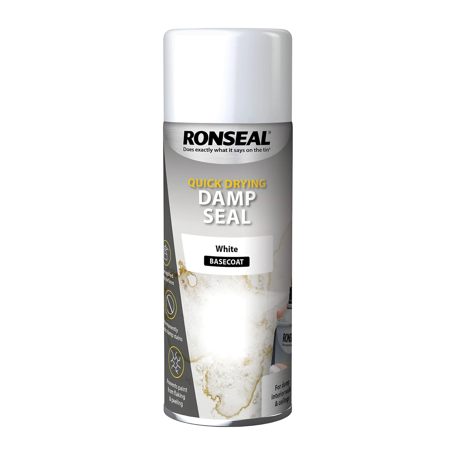Ronseal Peinture Anti-Humidité Séchage Rapide Aérosol Blanc 400ml