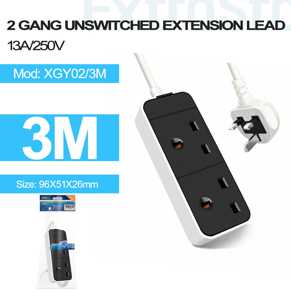 Extrastar
2 Gang Unswitched Extension Lead 3m White (XGY02/3M)