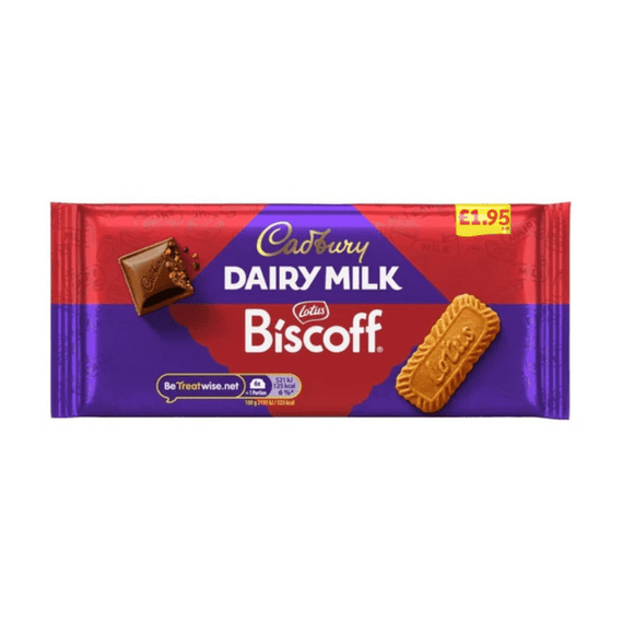 CADBURY DAIRY MILK BISCOFF TABLET PRIX CONSEILLÉ 1,95 £
