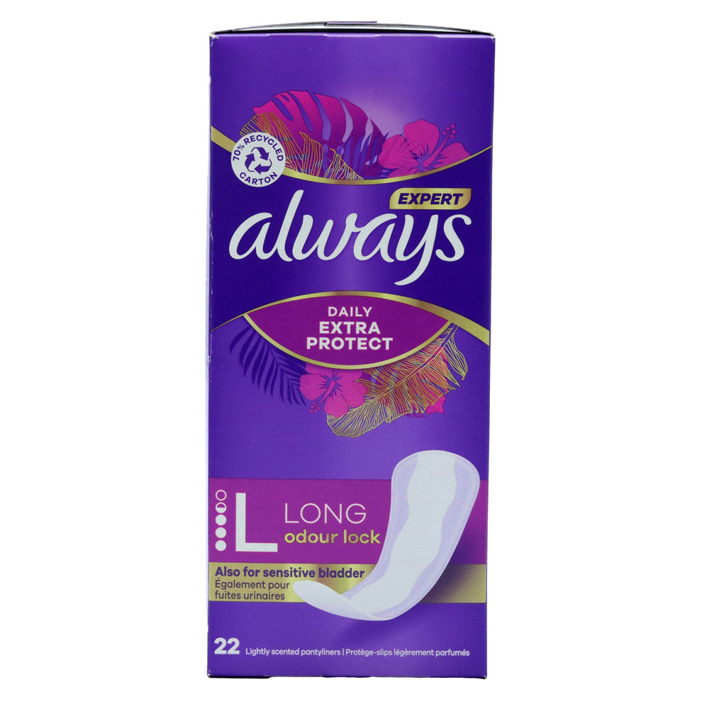 PROTÈGE-SLIPS LONGS EXTRA PROTECTION ALWAYS DAILY 22 PIÈCES