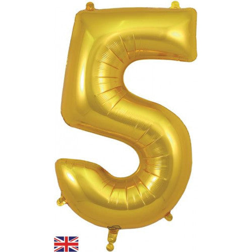 Giant No 5 Gold Helium Foil Balloon 34 in