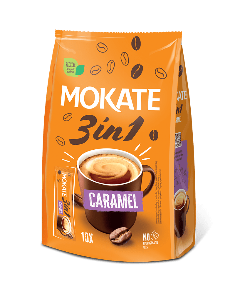 Mokate Coffee Bag Caramel Flavour 3 In 1 Sachet 10 Pack