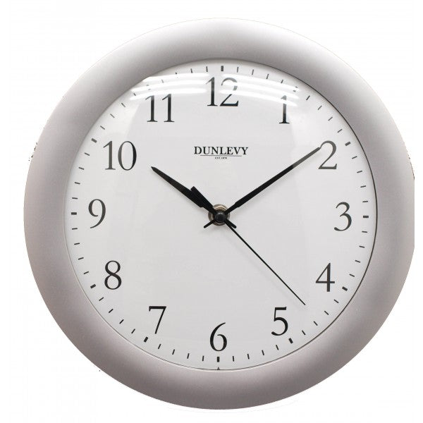 Horloge murale en plastique argentée de 25 cm