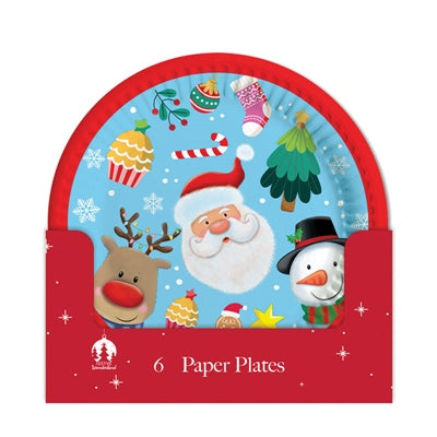 FESTIVE WONDERLAND CHRISTMAS PARTY 6 PAPER PLATES KIDS