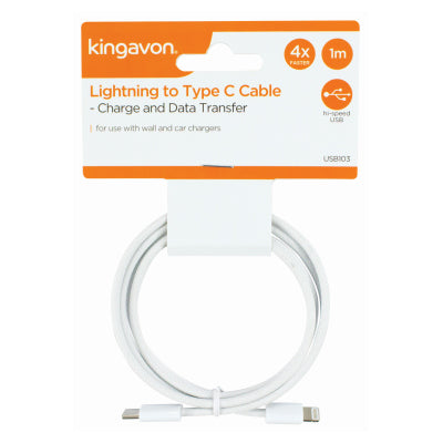 1M LIGHTNING TO TYPE C CABLE - WHITE