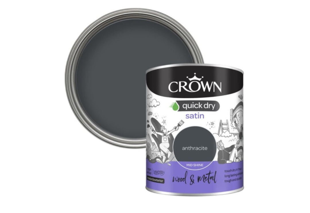 Crown - Wood & Metal Quick Dry Satin - 750ml Anthracite