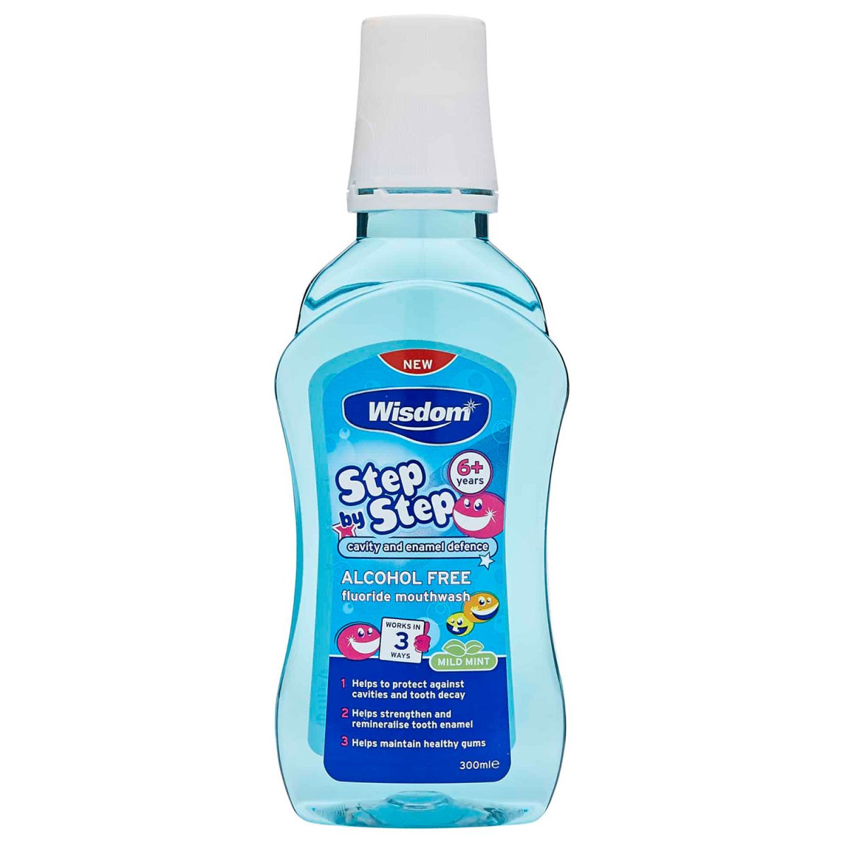Bain de bouche fluoré Wisdom Step By Step Protection Caries et Email 300ml