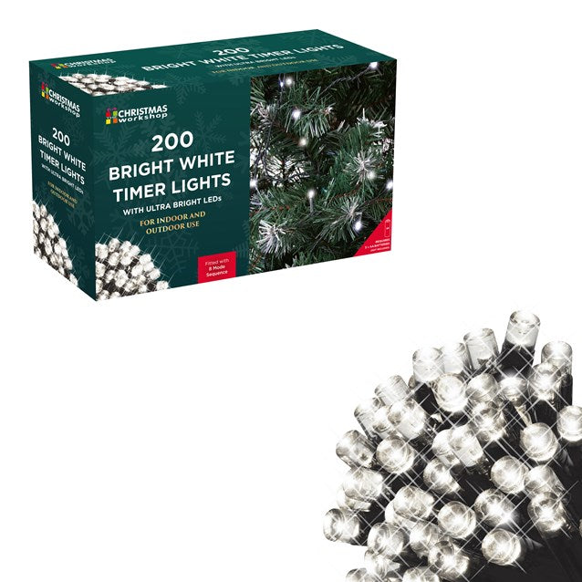 The Christmas Workshop 71469 200 Bright White Battery Lights