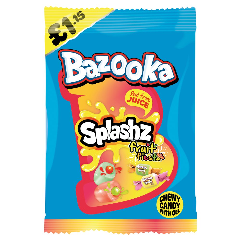 Bazooka Splashz Fruit Fiesta Chewy Candy with Gel 120g