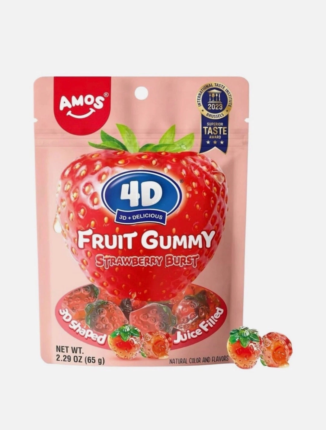 Amos 4D Fruit Gummy Fraise Explosive 65g