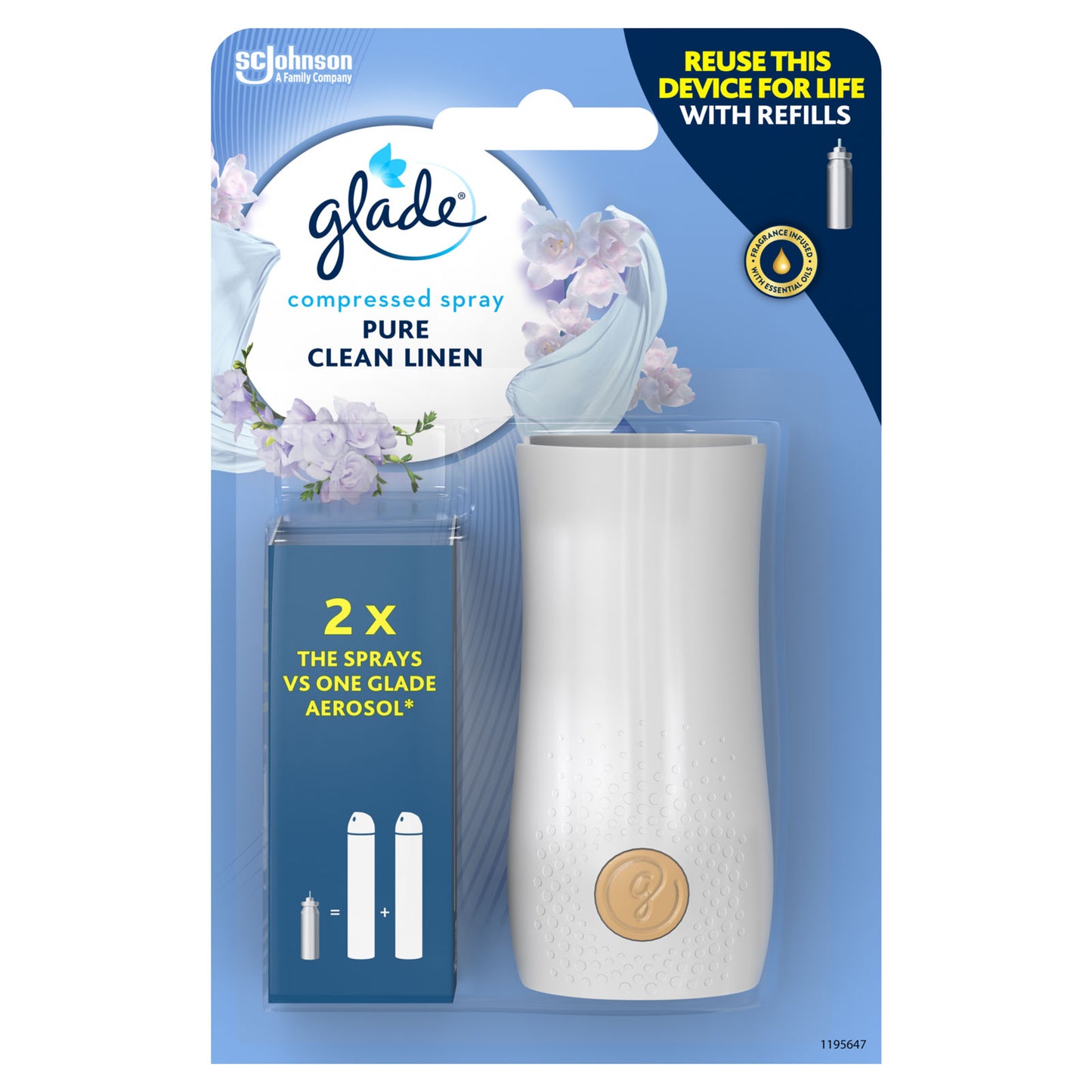 Glade Pure Clean Linen Reusable Air Freshener Spray Device & Refill 10ml