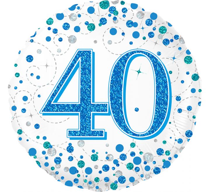 18in 40TH SPARKLING FIZZ BIRTHDAY BLUE FOIL BALLOON