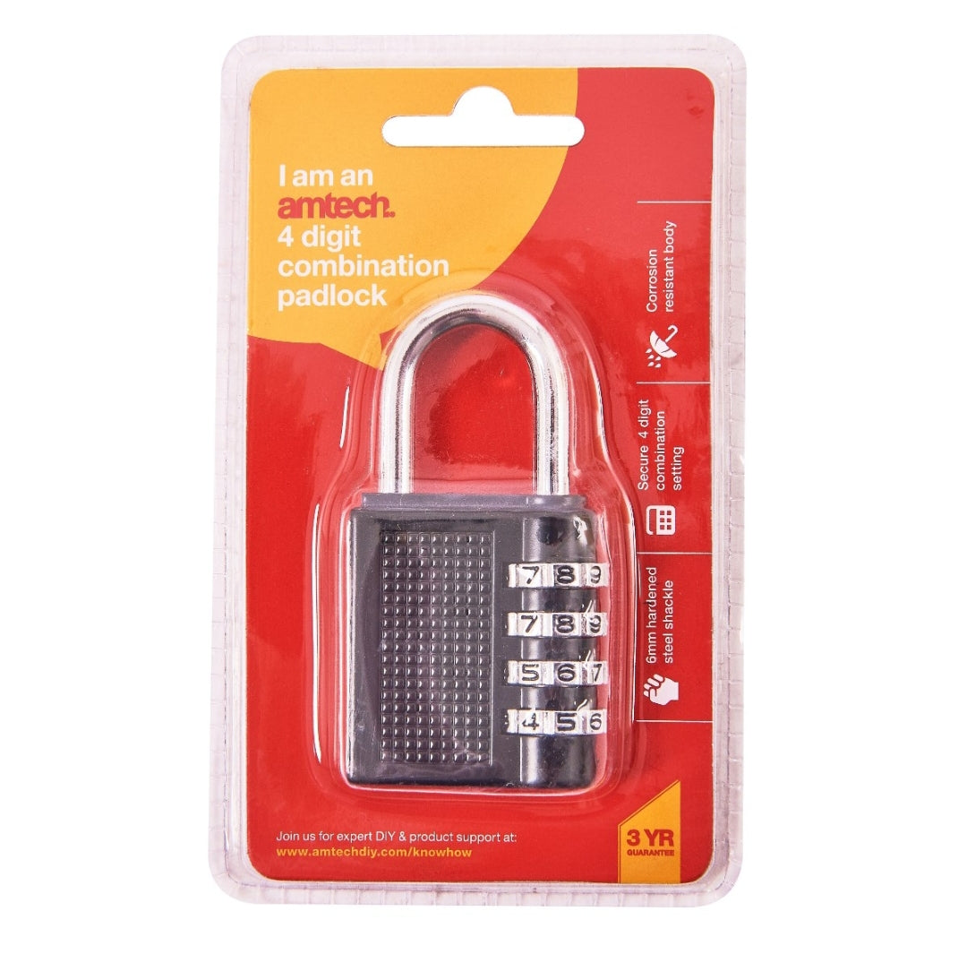 Amtech 4 Digit combination padlock