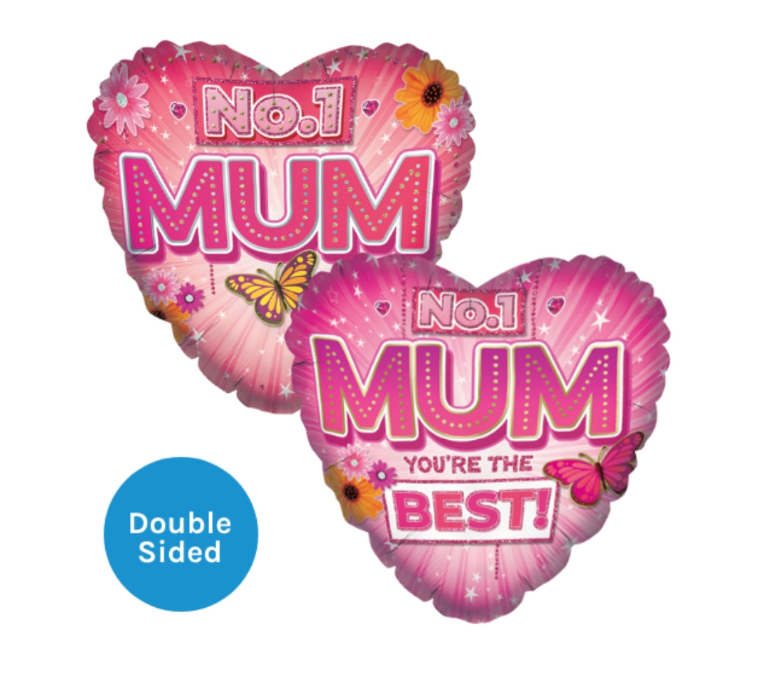 Ballon en aluminium de 18 pouces en forme de cœur « Maman n°1 » (1) Double face