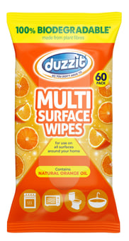 Duzzit Biodegradable Multi Surface 60 Wipes Orange