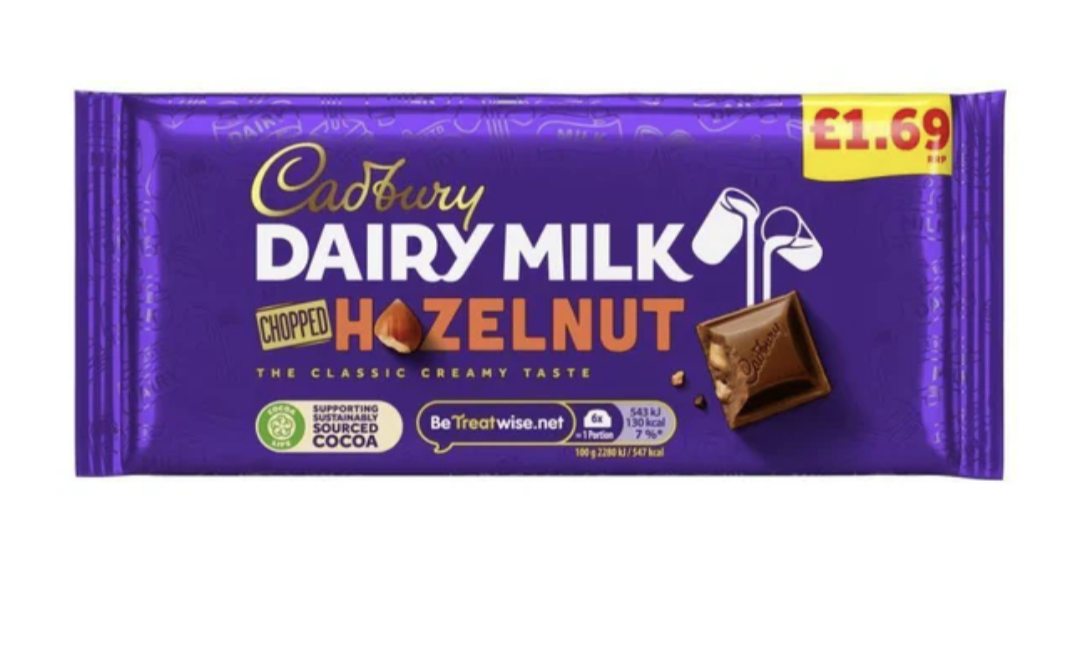 Cadbury Dairy Milk Chopped Nut Chocolate Bar 95g £1.69 PMP