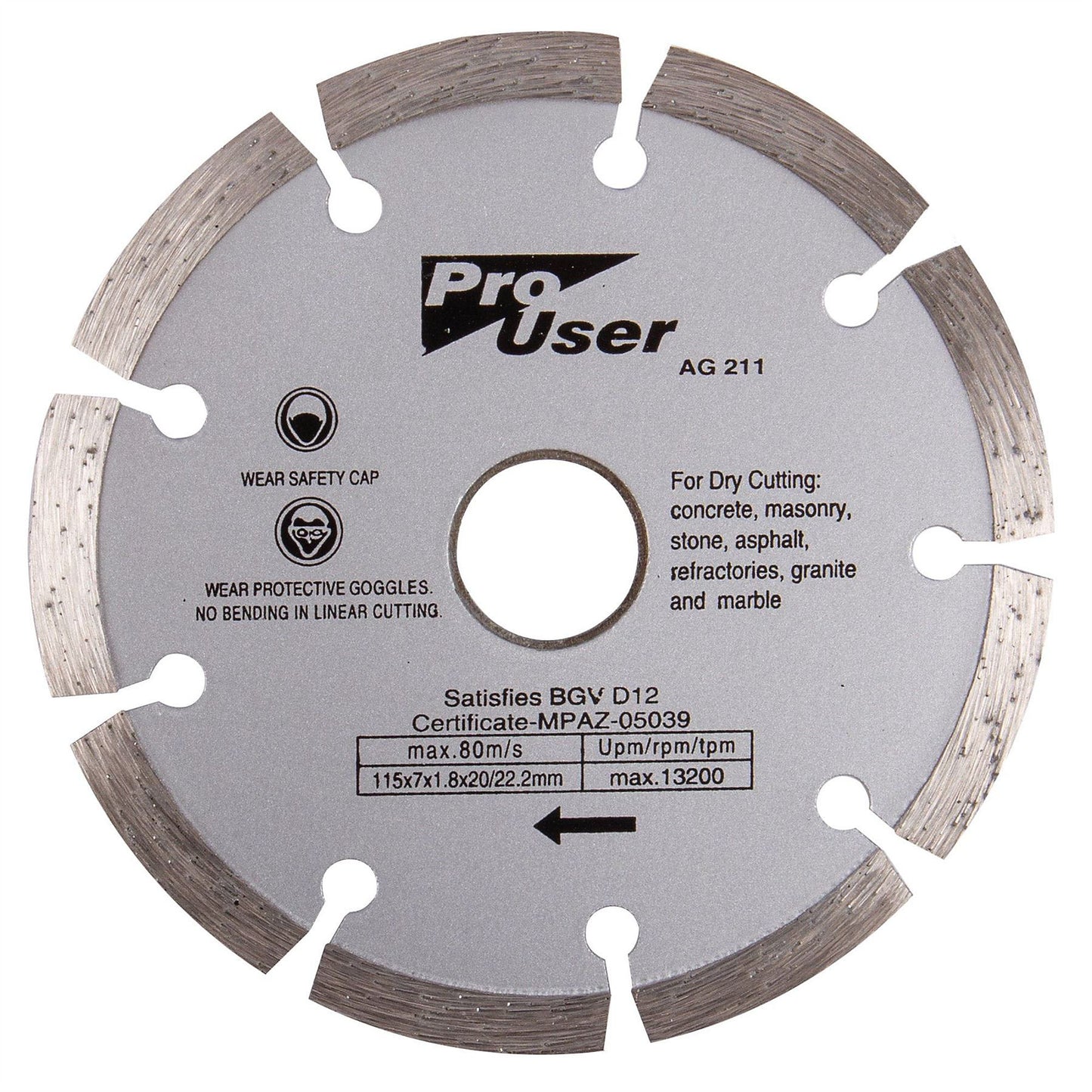 DISQUE DIAMANT PRO-USER 115mm À SEGMENTS – À SEC