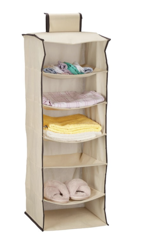 Hanging 5 Shelf Wardrobe Storage Clothing Shelves Closet Organizer 12"x12"x32"