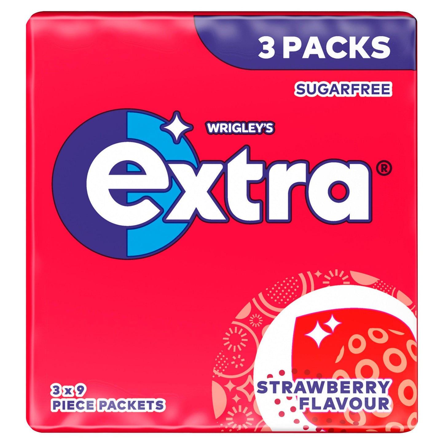 Extra Strawberry Flavour Sugarfree Chewing Gum Multipack 3x9 Pieces