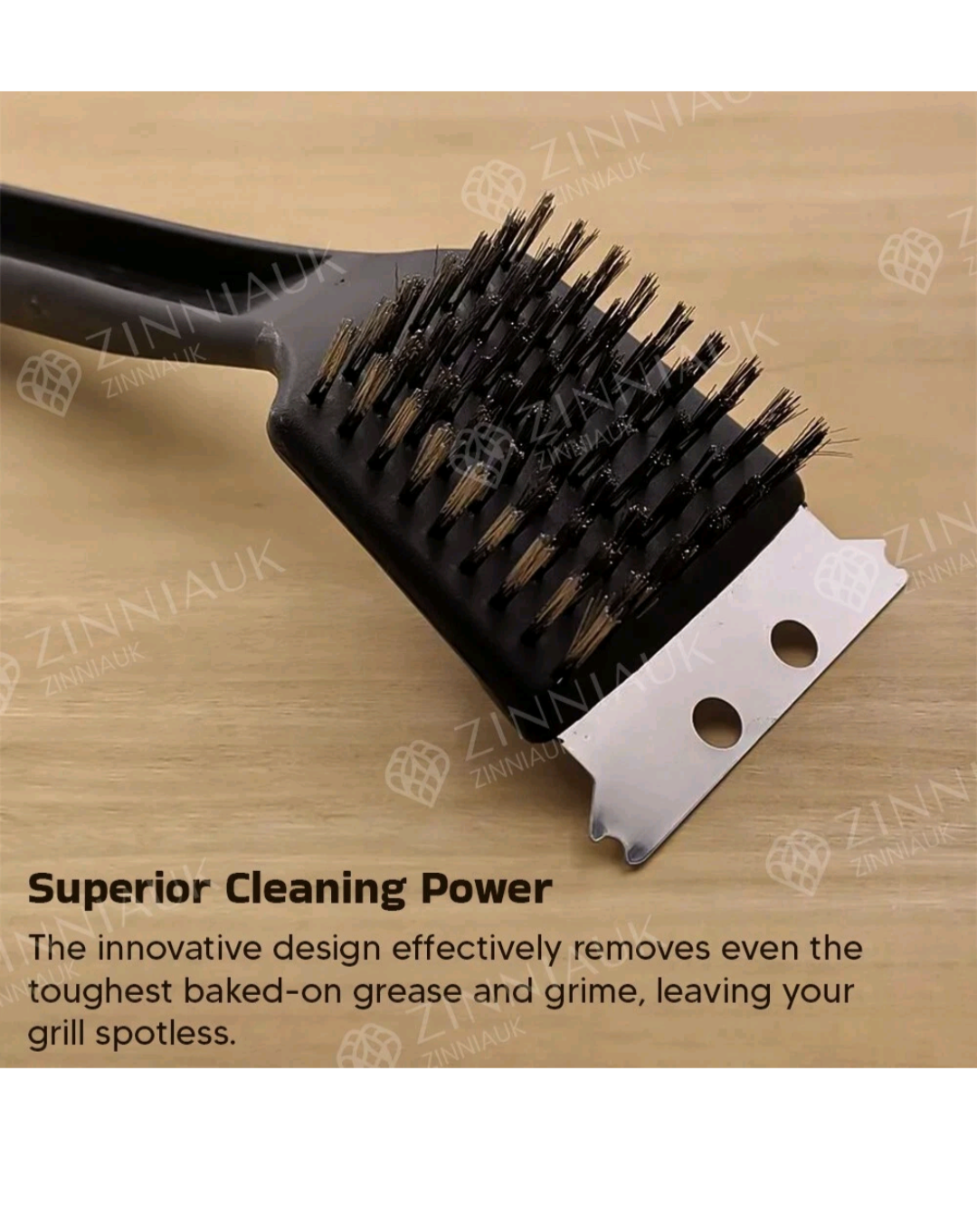 Kingfisher BBQ Brush BBQ Bristle Cleaner Brush with Metal Scraper for Barbecues