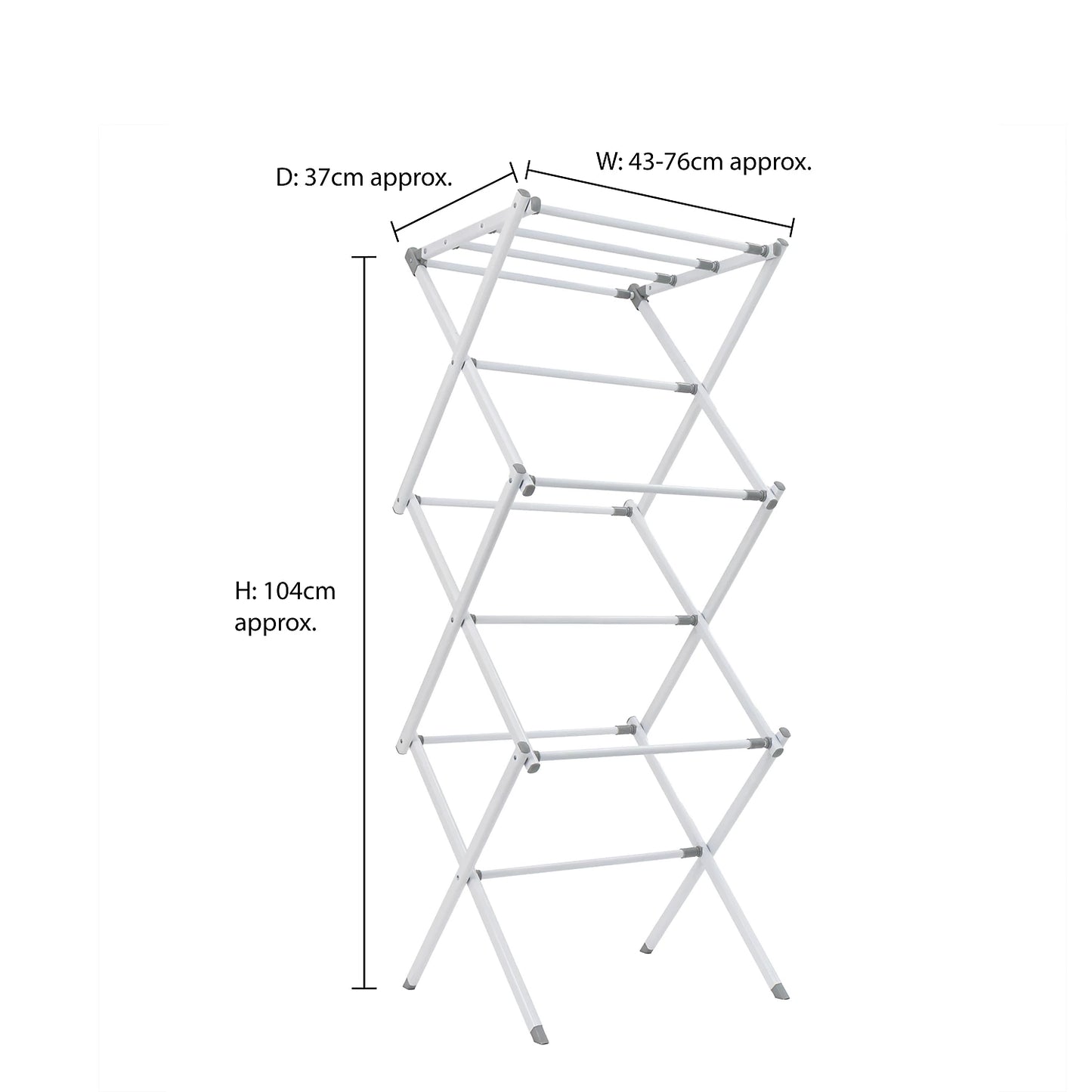 JVL Extendable 3 Tier Concertina Clothes Airer, White