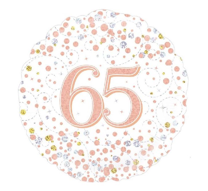 18IN SPARKLING FIZZ 65TH BIRTHDAY FOIL BALLOON