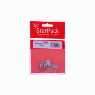 STARPACK ROD RING CLIP & HOOK CHROME 4Pcs