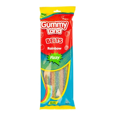 GUMMY LAND RAINBOW FIZZY BELTS 150g