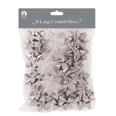 Nœuds Noël 18 Grand Confettis, Argent et Blanc
