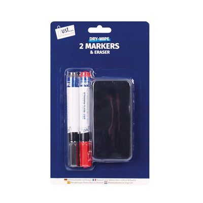 ENSEMBLE DE MARQUEURS ET GOMME POUR TABLEAU BLANC JUST STATIONERY