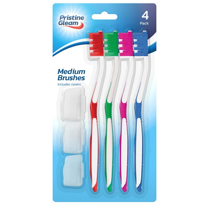 Medium Toothbrushes with 3 Covers 4pk