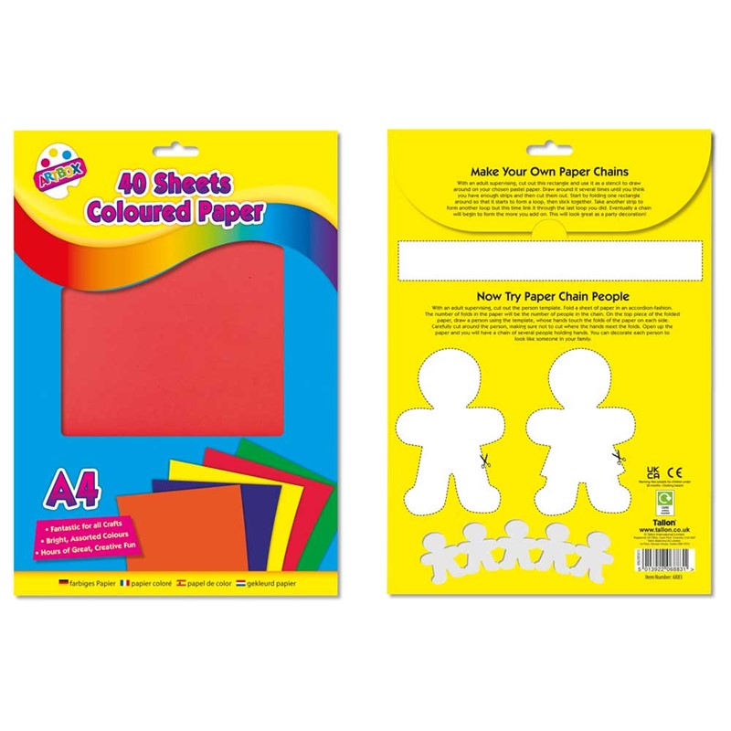 40 feuilles de papier couleur A4