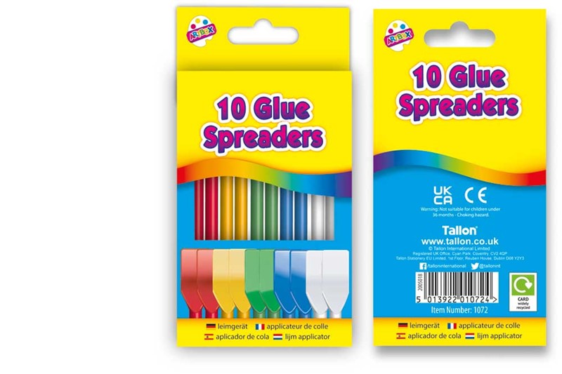 10 Spatules à Colle en Plastique Couleurs Assorties