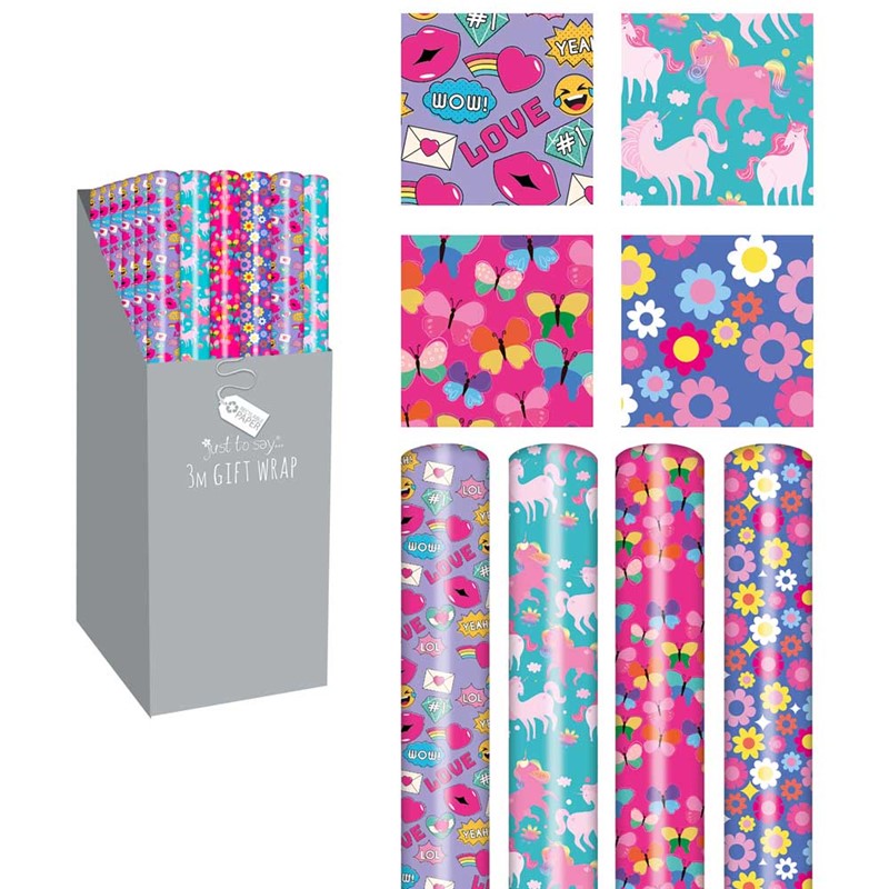 3 Metre Gift-Wrap Girls Designs