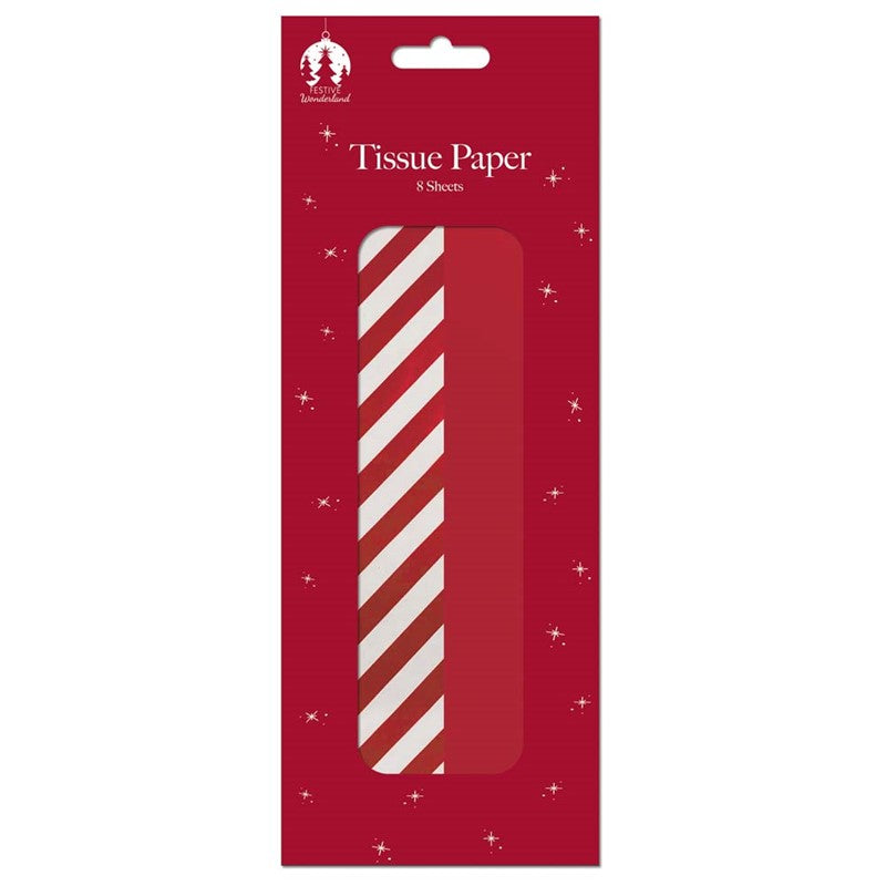 Papier de soie à rayures rouges – 8 feuilles pour emballage cadeaux de Noël, loisirs créatifs