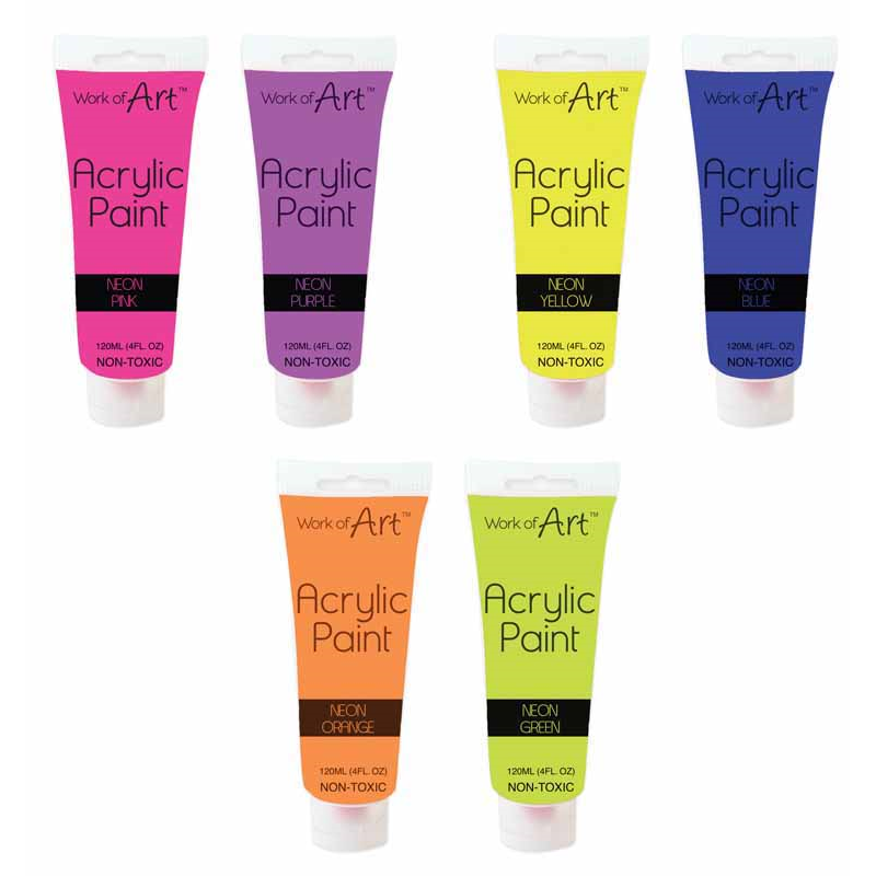 Peinture Acrylique 120ml Néons Assortis