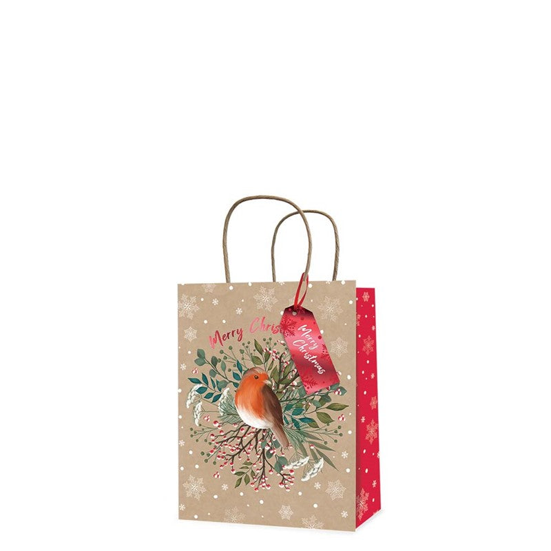 Gift Bag XMAS Robin Medium