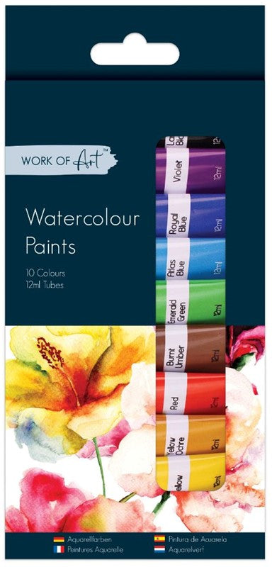 Peintures aquarelle en tubes de 10 x 12 ml