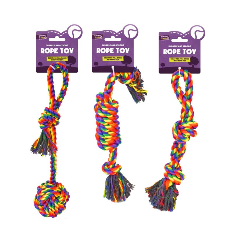 Knotted Rainbow Rope Dog Toys Assorted