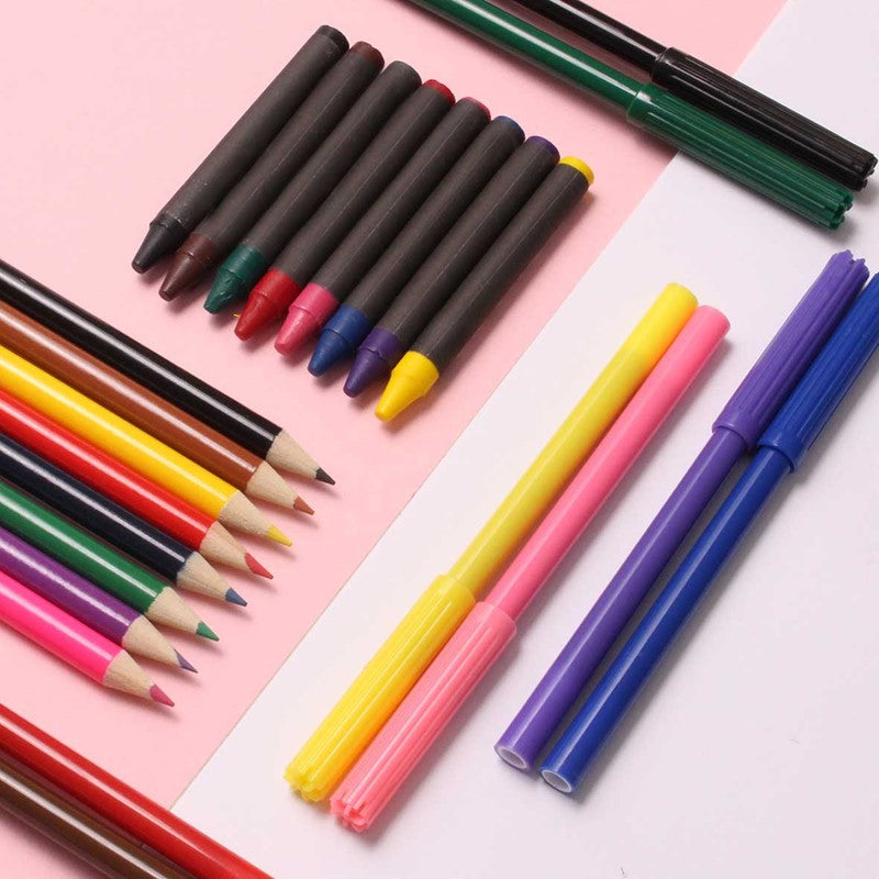 24 Pièces à colorier 8 crayons de couleur, 8 craies grasses, 8 stylos