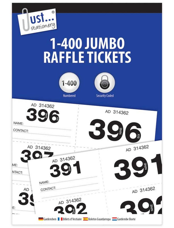 Ticket de tombola géant Just Stationery 1-400 pour vestiaire