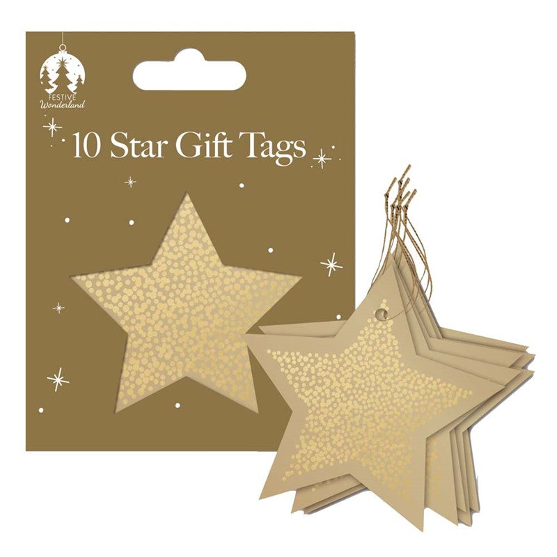 Gift Tags XMAS 10 Gold Star